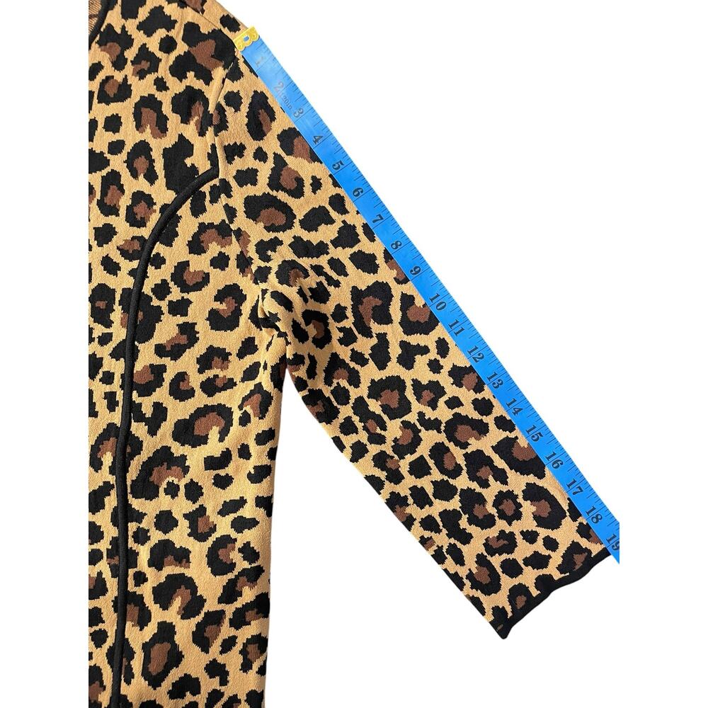 Jones New York Signature Leopard Print Cardigan Sweater L Large Button Piping - Picture 6 of 6